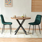 Homedot Round Dining Table Set for 2 with Green Chairs, Modern Mid Century Kitchen Table Chairs Set for Dining Room, 37-Inch Circle Dining Set with Upholstered Chairs for Apartment/Restaurant