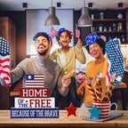 4th of July Decorations Table Sign Wood Patriotic Decorations Double-Sided Printed 4 Pcs, Independence Day Table Decorations Memorial Day Americana Tiered Tray Decor Rustic Farmhouse Block Sign Veterans Day for Party Home Desk
