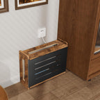 Homode Wooden WiFi Router Box Hider, Wall Mount or Tabletop Router Shelf with Metal Frame, Decorative Modem & Power Strip Storage Cabinet, Internet Cable Management Organizer, Rustic Brown