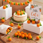 Moukeren 36 Pcs Little Cute Baby Shower Decorations Mini Artificial Fake Oranges Felt Clementines Decoration Cute Oranges Table Scatter for Birthday Baby Shower Gender Reveal Party Decor
