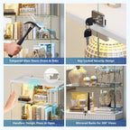 Glass Display Cabinet with Human Body Sensing RGB Lights,5-Tiers Curio Cabinet Display Case with Lock, Frameless Tall Showcase Display Shelf for Collectibles, Living Room Bookcase Storage Cabinet