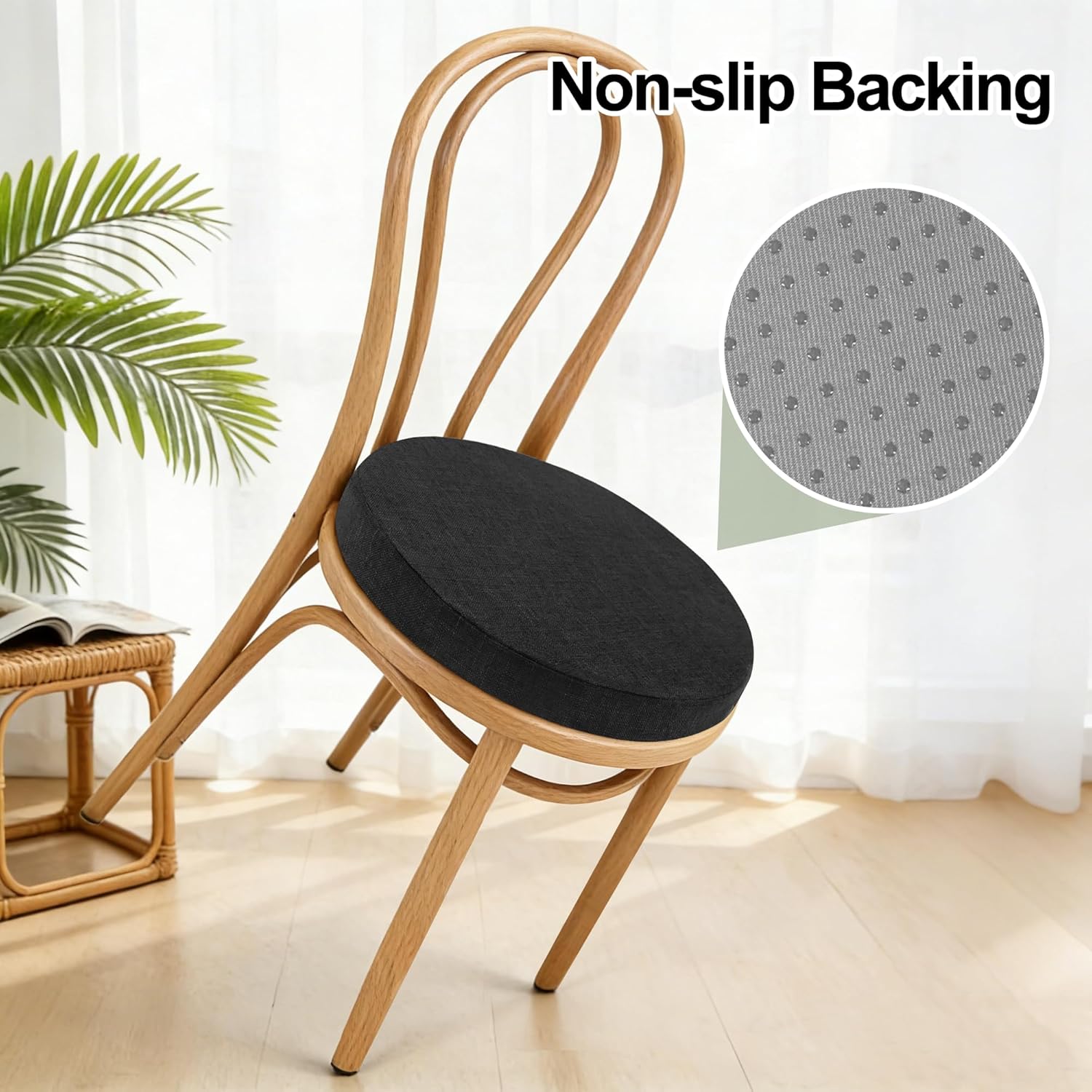 Tromlycs Round Chair Seat Cushion Pad 14 inch for Circle Stool Chairs Non Slip Decorative Foam Cushion Pillow, 1 Piece, 14 x 14 inches, Black