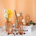 Glass Bud Vase, Flower Bottle, Small Vase, Set of 6, Simple, Solid, for Mum or Lady, Classy Gift for Father's Day, Anniversary, Wedding, Amber
