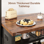 Jocoevol Kitchen Island with Storage, Bakers Rack with Storage & 3-Tier Shelves, Microwave Stand Coffee Bar Table with Hooks, Industrial Kitchen Island Table for Dining Living Room,Vintage
