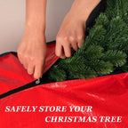 7.5 ft Christmas Tree Storage Bag, Fits Large Artificial Holiday Xmas Tree, Waterproof Material with Durable Reinforced Handles & Dual Zippers, Protects From Dust, Insects and Moisture, Red