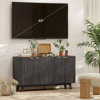 HOMCOM Fluted Sideboard Buffet Cabinet, 55" Modern Accent Console Cabinet with 4 Doors, 2 Adjustable Shelves and 5 Wood Legs, Dark Gray