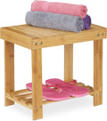 Relaxdays Bamboo Footstool, up to 100 kg, Sturdy Step Stool, Children's Stool Bathroom, Footstool, H x W x D: 33.5 x 25 x 39 cm, Natural