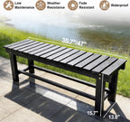 Outdoor Garden Bench, Solid Wood Patio Park Bench All-Weather 2-Person Seat Backless Bench, Anti-Corrosion Anti-Rust Garden Benches for Deck, Porch, Poolside, Yard & Balcony (Black, 35.5 in)