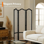 JOSTYLE Acrylic Room Divider, Black, 3-Panel, 67" H x 47.2" W | Folding Privacy Screen, Frosted Glass Like, Wood Frame, For Bedroom Office & Loft