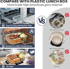 HOTEC 35OZ Glass Food Storage Container, Airtight Glass Lunch Fruit Containers with Lids - Microwave, Oven, Freezer and Dishwasher Safe, 4-PACK