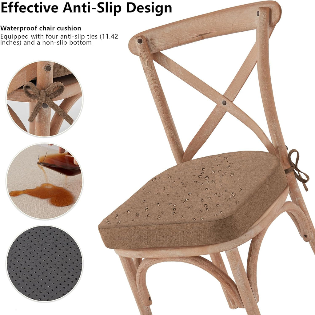 Nordjager Chair Pads for Dining Chairs, Chair Cushions 2 Piece, 17"x 16"x 2.5" Memory Foam Seat Cushions with Ties and Removable Cover