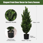 Set of 2 Artificial Topiary Pine Trees 3FT, Dense Faux Cedar Plants with Heavy Weighted Base, UV Resistant Outdoor Fake Trees for Front Door, Porch, Entryway & Indoor Home Decor