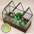 D'Eco Glass Castle Centerpiece (10x9x5)- Tabletop Planter Terrarium- Spring Easter Home Decor & Wedding Letterbox - Fill w Succulents, Moss, Colorful Eggs, Bunny Rabbits, Grass- Gift for Plant Lovers