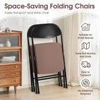 HOMEFUN Padded Folding Chairs Set of 4, Folding Chairs with Cushion and Durable Metal Frame，No Assemble Required for Party Kitchen Office Wedding Brown