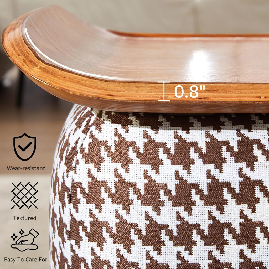 zyz 21 Inch Square Storage Ottoman Coffee Table, Modern Ottoman with Flip-Top Lidm, Solid Wood Panel, Houndstooth Fabric Footstool, Accent Ottoman for Living Room, Bedroom, Corners, Entryways (Brown)