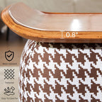 zyz 21 Inch Square Storage Ottoman Coffee Table, Modern Ottoman with Flip-Top Lidm, Solid Wood Panel, Houndstooth Fabric Footstool, Accent Ottoman for Living Room, Bedroom, Corners, Entryways (Brown)