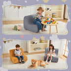 DAICO Toddler Bean Bag Chair Grey Kids Reading Sofa Couch 1-3 Years Old | Toddler Plush Lounge chair with Handle for Playroom & Bedroom, Toddler Foam Couch with Washable Cover for Boys and Girls