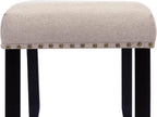 DUHOME Upholstered Entryway Bench, Fabric Bedroom Bench Ottoman Bench End of Bed Bench Dining Bench with Nailhead Trim Wooden Legs for Living Room Dining Room, Cream