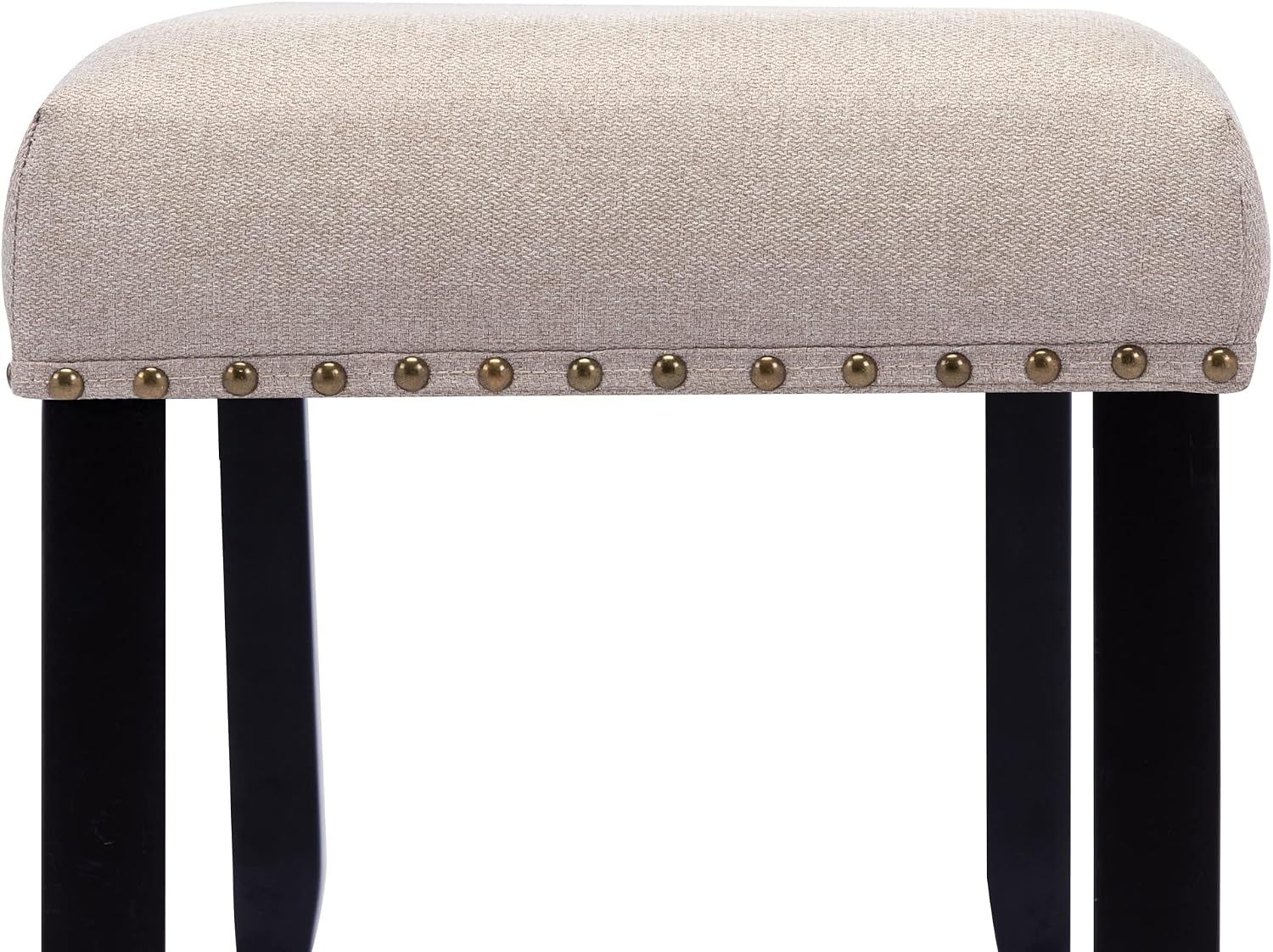 DUHOME Upholstered Entryway Bench, Fabric Bedroom Bench Ottoman Bench End of Bed Bench Dining Bench with Nailhead Trim Wooden Legs for Living Room Dining Room, Cream