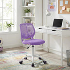 FurnitureR Purple Armless Desk Chair, Ergonomic Swivel Study Chair with Mesh Seat & Rolling Wheels, Lightweight Cute Task Chair for Creating a Cozy & Inspiring Kids’ Study Space — A Lovely Gift Choice