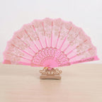 Butterfly Vintage Folding Fan Chinese Hand Fan Pink Cherry Blossom Dance Fan 24 cm for Hanfu Qipao Photo Props Stage Performance