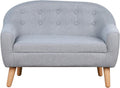 2 Seat Sofa Linen Fabric and Wooden e Sofa for and Toddlers Ages 3 7, 11" High Seat, Gray