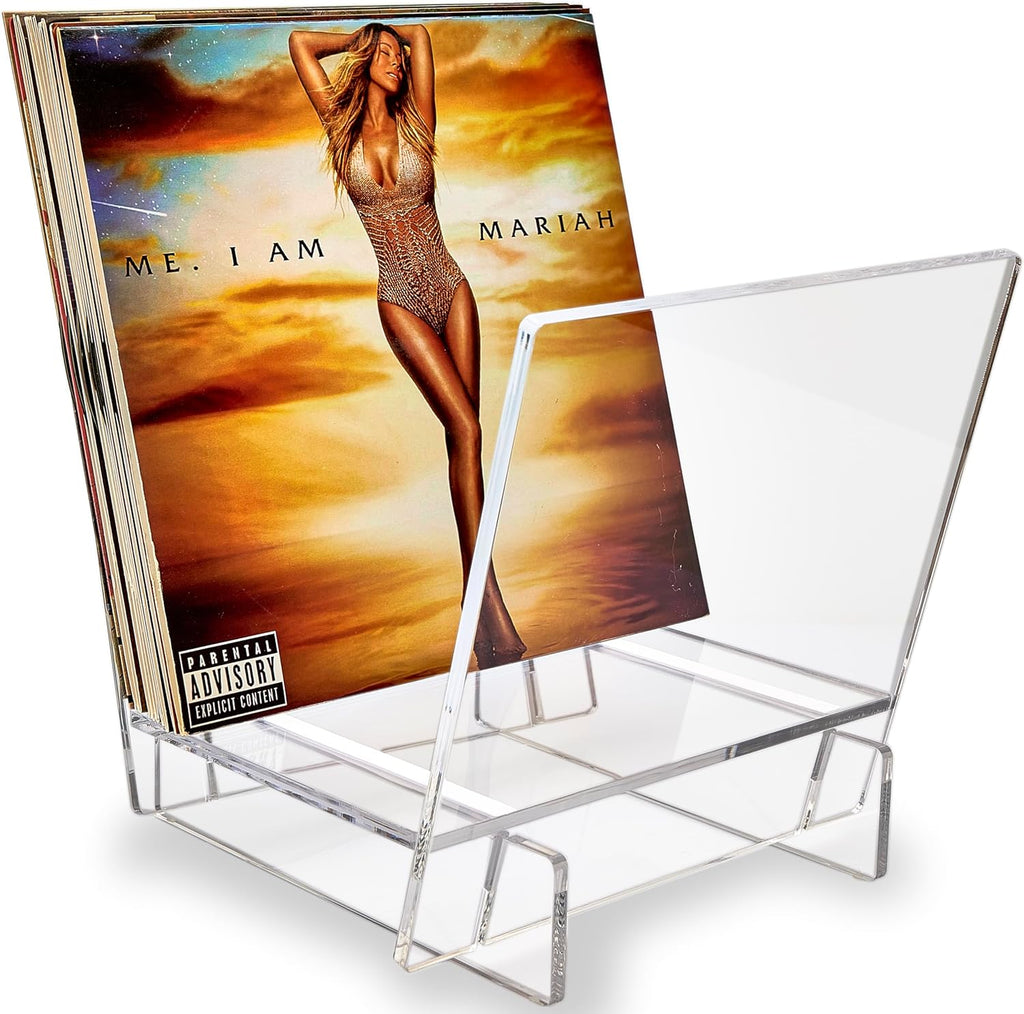 Honygebia Acrylic Vinyl Record Holder - Clear Record Album Holder, V-Shaped Vinyl Record Storage Racks, Album Holders for Vinyl Records, Shelf for Storing Collection of 40 Premium LPs