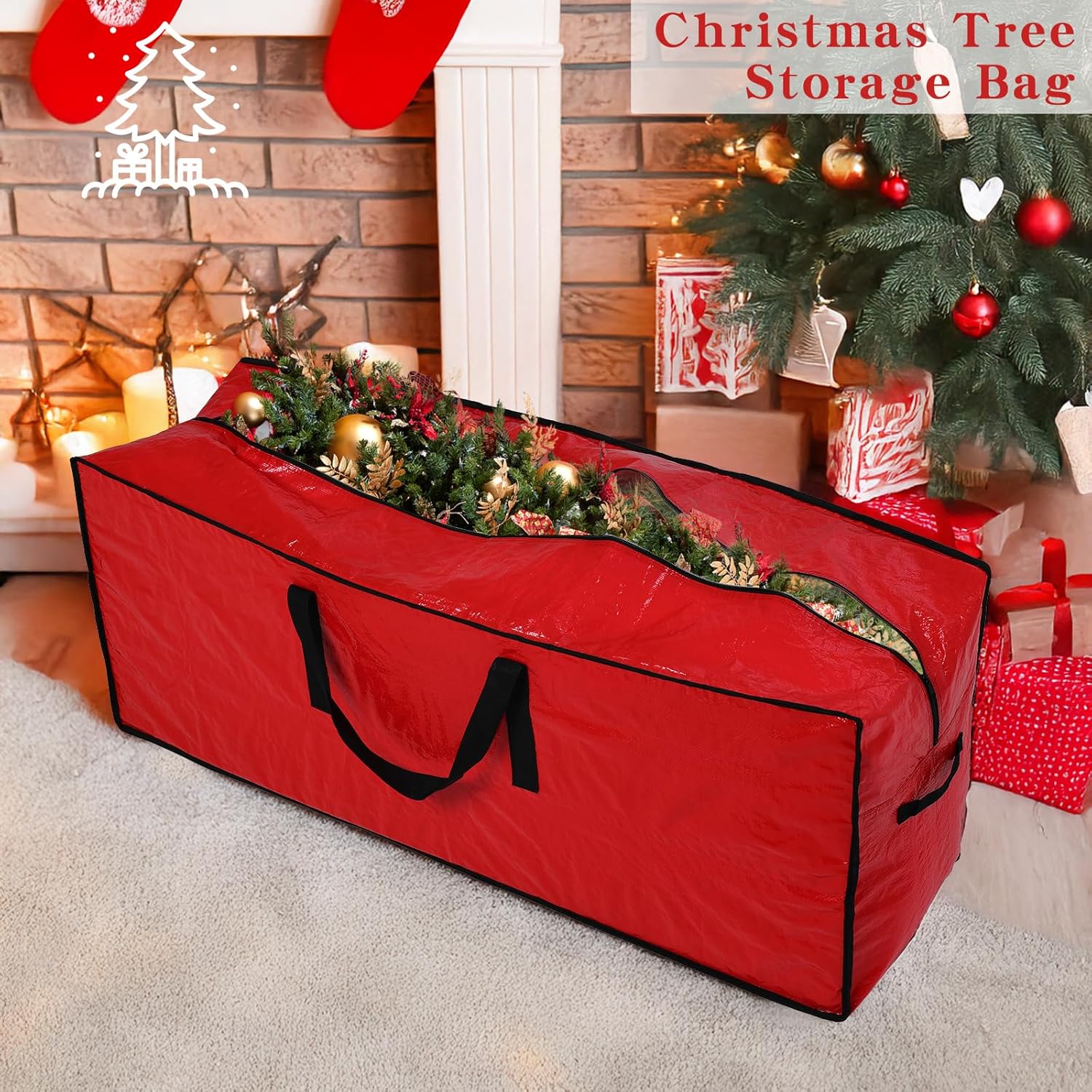 Artificial Large Christmas Tree Storage Case Bags With Handles,Fits Up To 7 Ft Artificial Trees Zippered Bag Protects Against Dust, Insects And Moisture