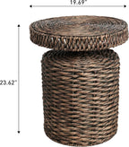 JONATHAN Y Marisol Round Brown Woven Water Hyacinth Side Table with Iron Frame, 24" Pedestal End Table for Living Room, Coastal Bohemian Accent Nightstand TBL2504B