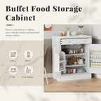 Merax 35.4" H Kitchen Pantry Storage Cabinet, Small Buffet Food Storage, Coffee Bar Cabinet with Drawer, 2 Adjustable Shelves and 2 Door Shelves for Dining, Kitchen, White