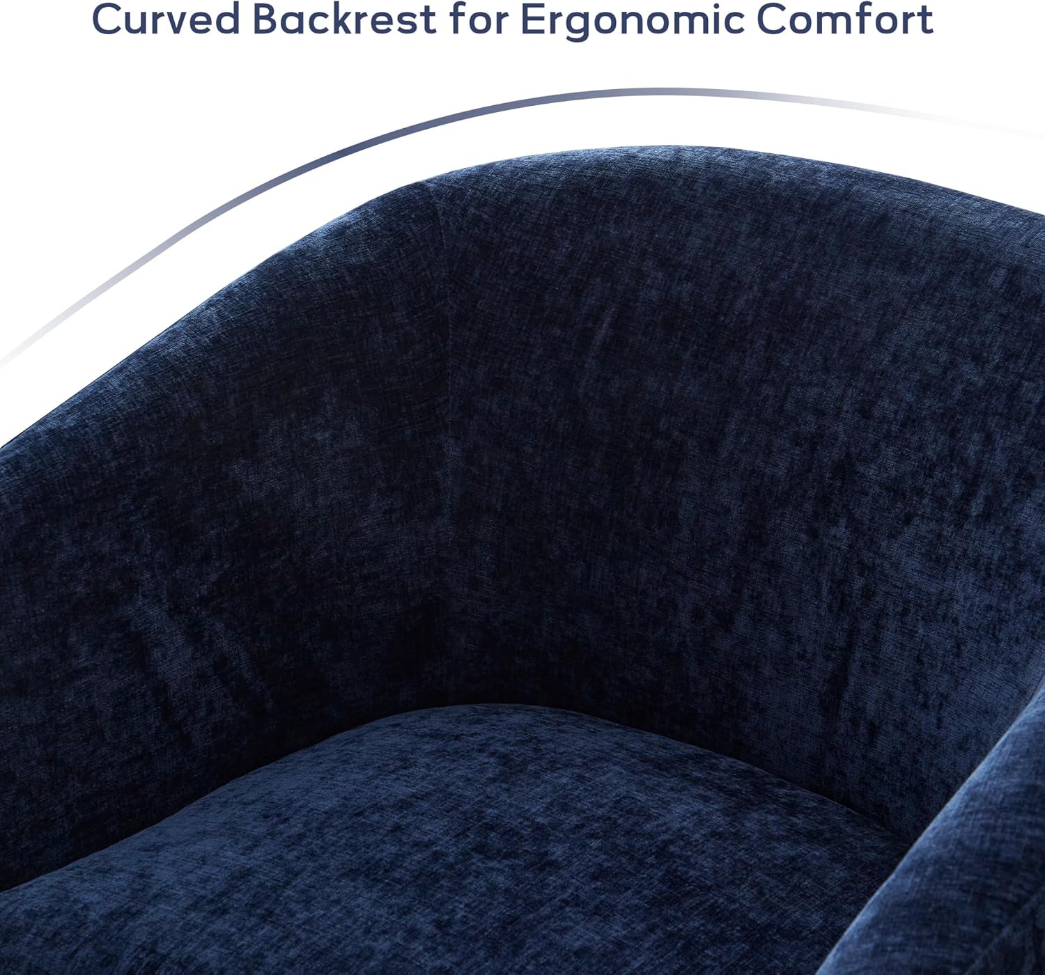Zihanhome Chenille Swivel Accent Chair, Living Room Chairs, No Assembly Upholstered Armchair, 360°Rotating Barrel Chair for Bedroom, Apartment & Reading Nook (1, Dark Blue)