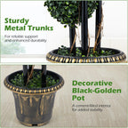 Goplus 3 FT Artificial Boxwood Topiary Tree, Sun-Protective Triple Ball Fake Plants Shrubs, Evergreen Faux Potted Plants for Indoor Outdoor Home Office Front Porch Decor