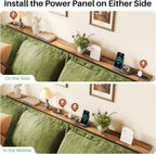 Kitstorack 94.5" Extra Long Behind Couch Table, Adjustable Height Narrow Console Table with 2 Power Strips, Split Design for Separate Wall Use, Anti-Scratch Tip, Rustic Brown for Living Room