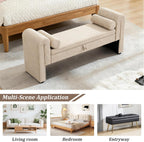 60.5" End of Bed Bench, Velvet Bedroom Bench,King Bed Bench,with 2 Pillows,Upholstered Bench,Suitable for End of Bed, Entryway Living Room,Bedroom. (Linen Apricot)