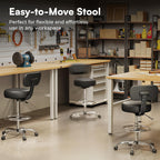 SUPERJARE Drafting Chair with Back, Adjustable Foot Rest Rolling Stool, Multi-Purpose Office Desk Chair, Thick Seat Cushion for Home Bar Kitchen Shop - Black