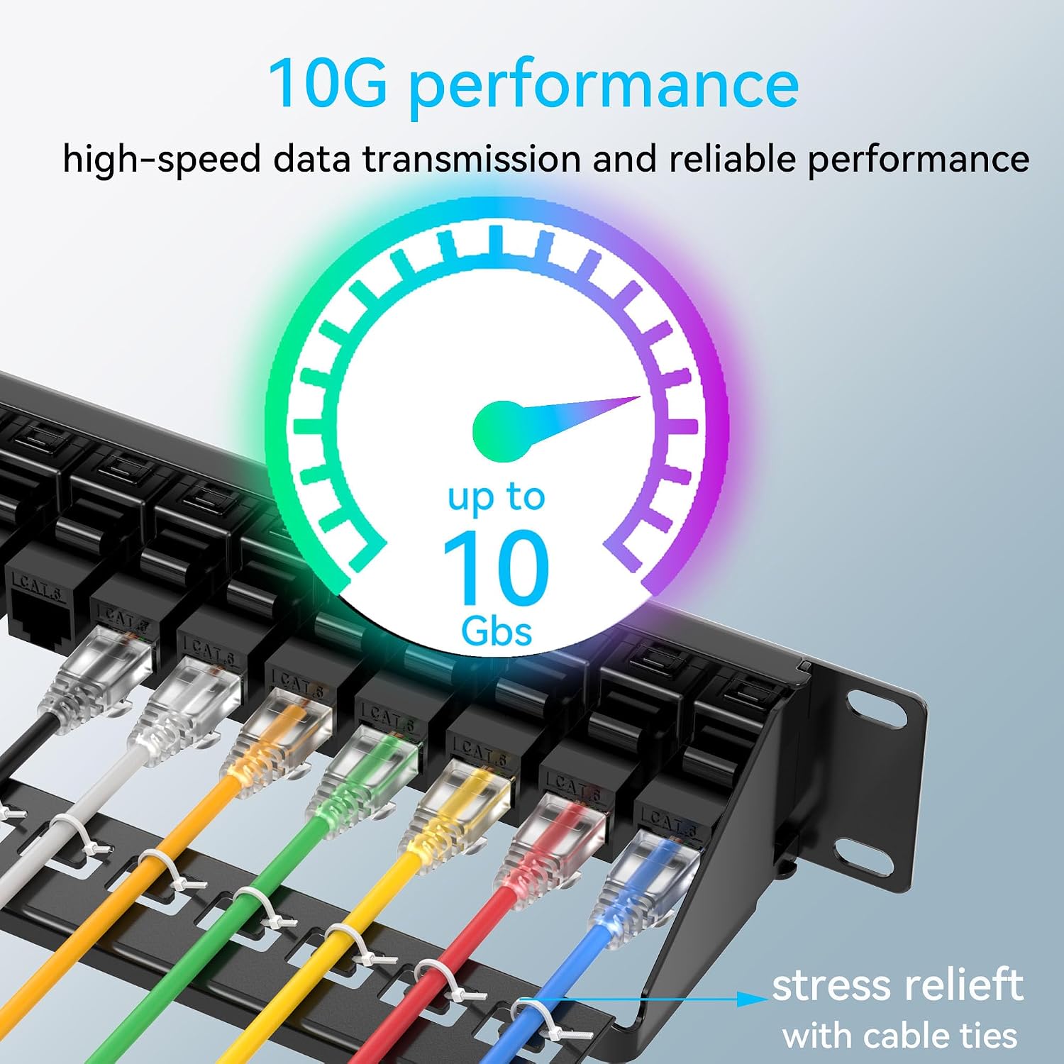Sokqovt Patch Panel 24 Port Cat6 with Coupler Keystone, Cat6 Network Patch Panel 10G No Punch Down, Time-Saver Ethernet 1U Rj45 Panel with Sturdy Back Bar, 19 Inch Coupler Network Panel