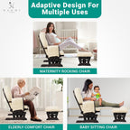 Naomi Home Brisbane Glider and Ottoman Set with Smooth Rocking & Gliding Motion, Ergonomic High-Back Support, Cushioned Armrests, Solid Wood Base, Storage Pockets, Espresso/Cream Nursery Chair