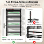 SNTD 8 Tiers Over the Door Organizer - Height Adjustable Pantry Organizers and Storage with Dense Mesh Baskets, Anti-Swing Hanging Door Spice Rack for Kitchen Bathroom (Black, 17" W x 6" D x 69" H)