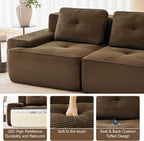 Oversized Modular Sectional Sofa, Modern V Shaped Corner Boneless Couch with Ottoman, Comfy 5 Seater Cloud Sleeper Sofa with Deep Seat, Customizable Layout Couches for Living Room, Apartment, Brown