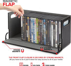 Stock Your Home DVD Storage Box, Movie Shelf Organizer for Blu-Ray, Video Game Cases, CDs, VHS Tape Display Stand, Disc Holder Can Store Up to 28 DVDs, Faux Leather (Black) 2 Pack