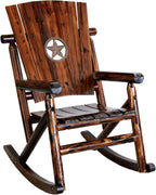 Leigh Country TX 93621 Char-Log Series Adult Wood Indoor/Outdoor Star Medallion Rocker, Brown