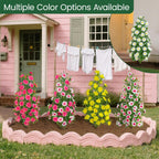 4 Pack Artificial Topiary Trees with Ground Spike for Outdoor, 19" Faux UV Resistant Shrubs with Flowers, Realistic Artificial Fake Bushes Plants for Home Garden Yard Porch Patio Decor (Rose Red)
