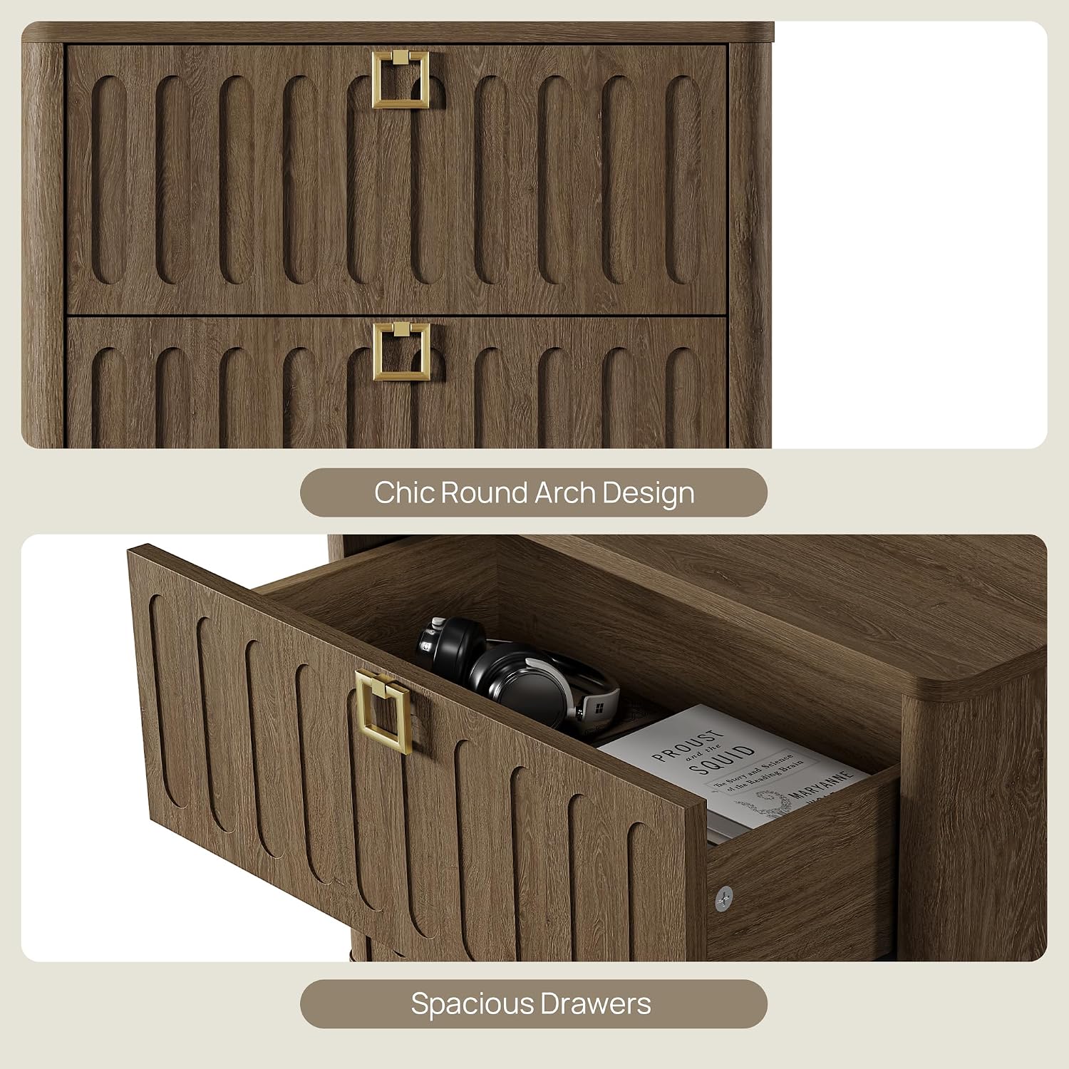 SICOTAS Nightstands Set of 2 with Drawers, 21" Wide Modern Bedside Tables | Modern 21" Wide Bedside Tables Set of 2 with Drawers, Stable Nightstands with Handle Accent End Tables for Bedroom, Apartment