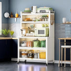 Heavy-Duty Kitchen Storage Cabinet on Wheels, Vertical Bakers Rack Organizer with Double-Door Locker, 250 KG Load Capacity, Smooth 360° Rolling, Space-Saving Mobile Storage Solution