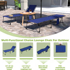 BlueWish Patio Chaise Lounge Chair, Outdoor Lounge Chairs with 5 Position Adjustable Backrest, Removable Pillow, Textilene Waterproof, Folding Lounge Chair for Beach, Patio, Poolside