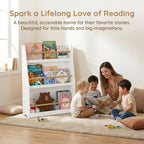 CASIRIS 3-Tier Kids Book Shelf — Compact MDF Kids Book Rack for Reading Corners, Bedrooms, Playrooms, Nurseries, Classrooms, and Homeschool Spaces (Pink)