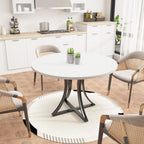 Jojoka Modern Industrial Round Dining Table for 4-6, Space-Saving Small Dining Table with x-Shaped Stable Pedestal, Circle Kitchen Tables for Dining Room & Living Room Easy to Assemble - White