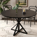 GarveeHome 47 Inch Round Dining Table for 4, Circle Kitchen Table with Pedestal Base, Farmhouse Wooden Dining Table for Small Spaces, Kitchen & Dining Room, Living Room（Black/Only Table）