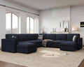 Oversized Modular Sectional Sofa, Blue 9 Seater Cloud U-Shaped Luxury Corner Sectional Couches for Living Room, Solid Wood Frame Sofa, Removable Washable Cover, Large chenille Deep Seat Couch