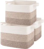 OIASKET Storage Baskets for Organizing, Woven Baskets for Shelves, Rectangle Decorative Organizer for Storage Clothes, Toy, Books, Towels Nursery Bins 3 Pack (Gradient Yellow, 14.17"x9.85"x9.45")